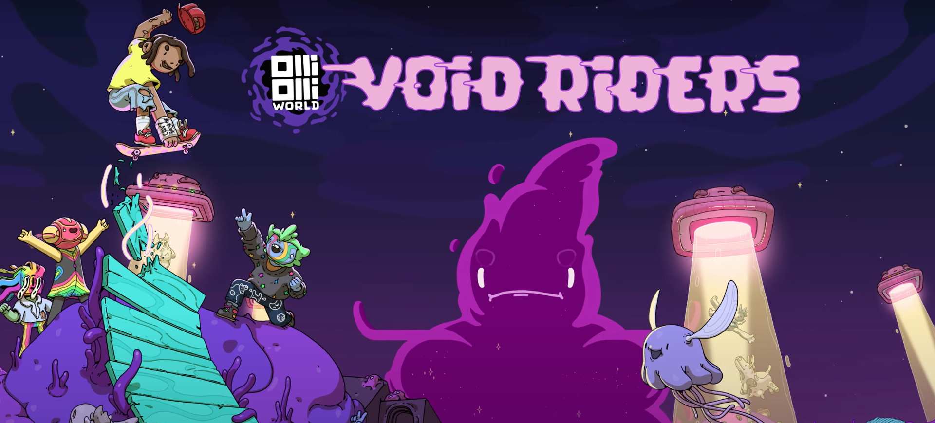 Captura de tela da nova expansão do game OlliOlli World, a Void Riders