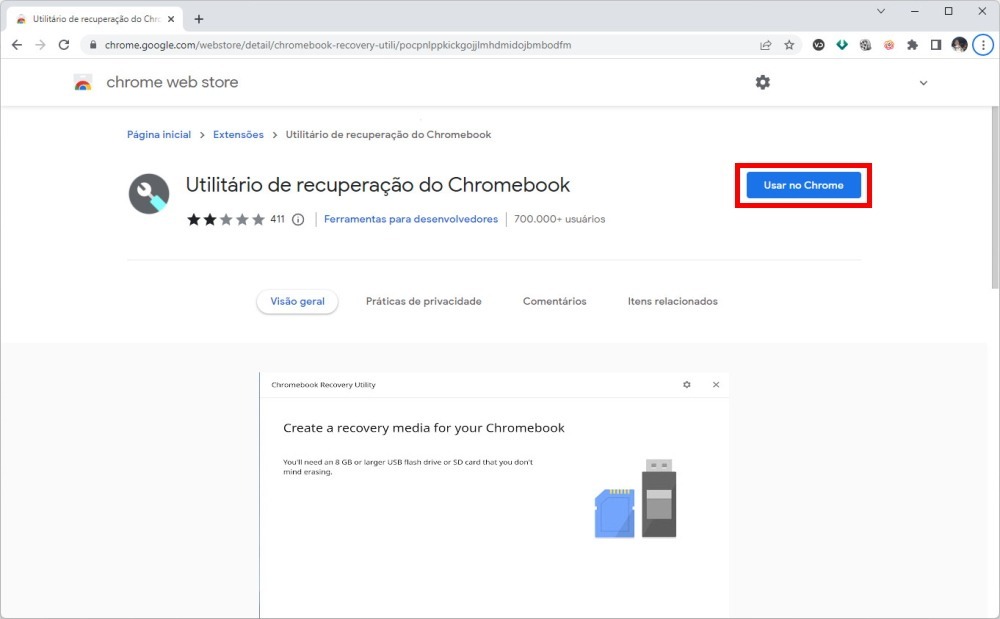 Como instalar o Chrome OS Flex - Passo 1