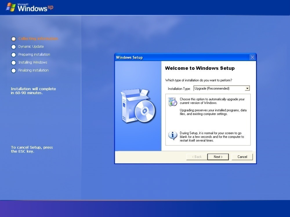 Windows XP Delta Edtion - Tela de instalação