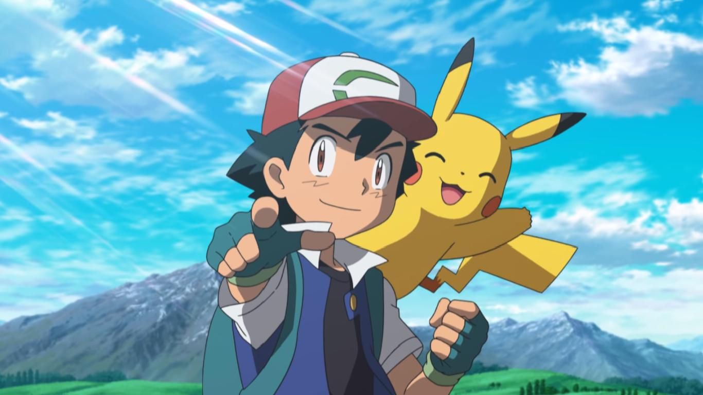 Imagem mostra o personagem Ash Ketchum junto de seu mascote, o pokémon Pikachu