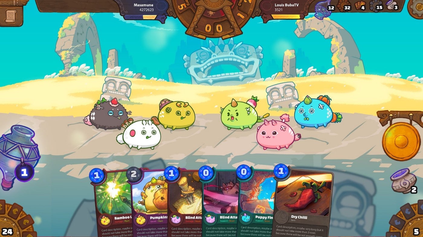 Captura de tela mostra jogo Axie Infinity rodando