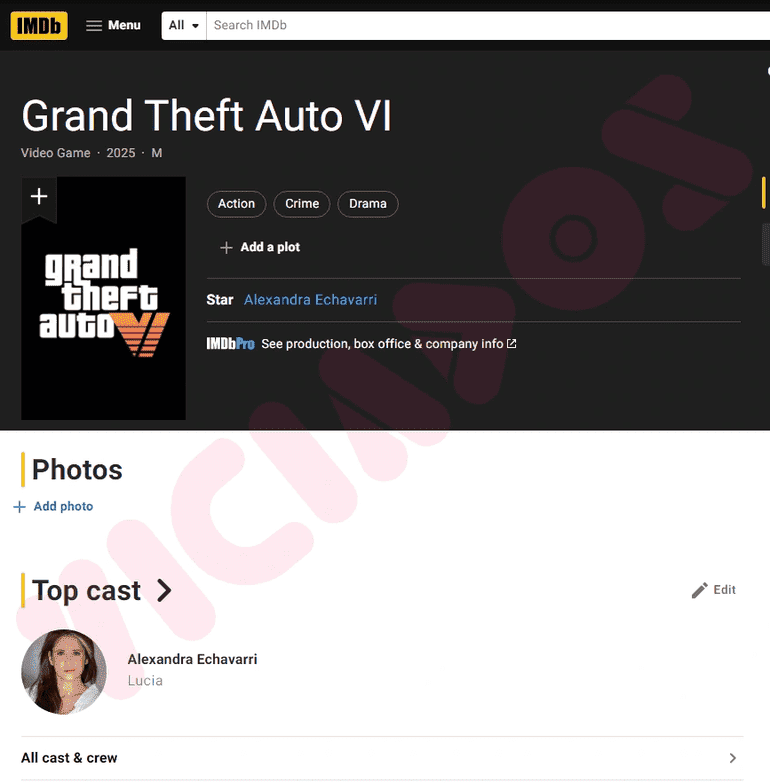 Página do IMDb de GTA VI