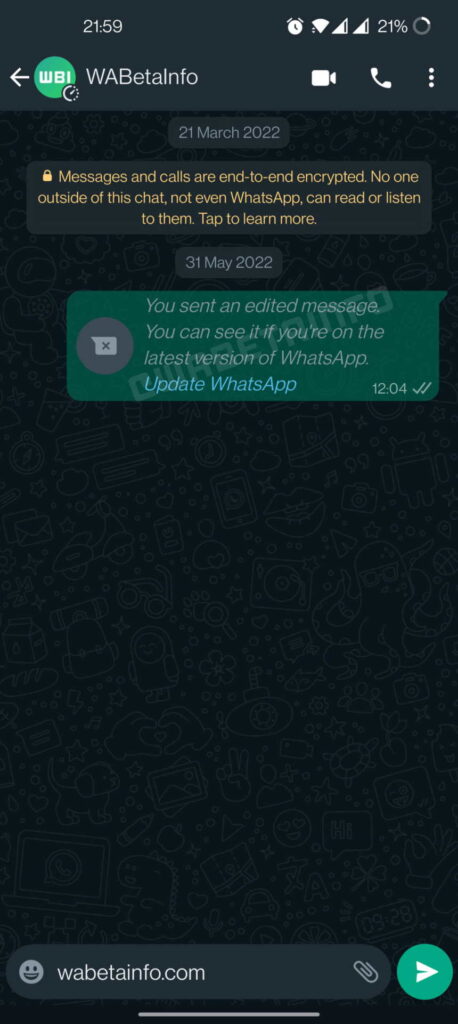 WhatsApp - editar mensagens