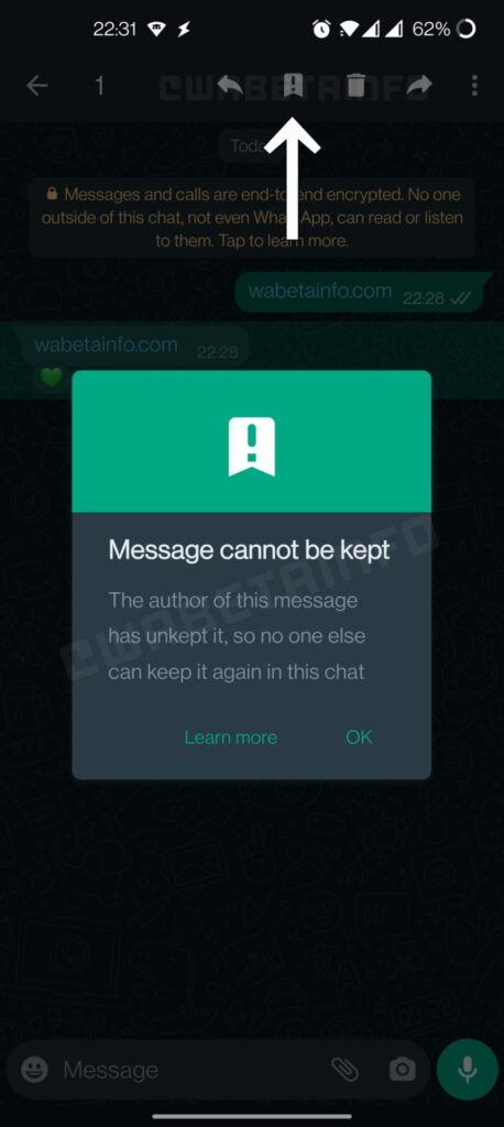 WhatsApp - recurso para salvar mensagem