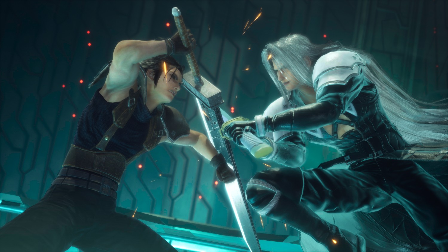 Imagem mostra Zac Flair lutando contra Sephiroth. Os dois são personagens essenciais do jogo Crisis Core - Final Fantasy VII Reunion
