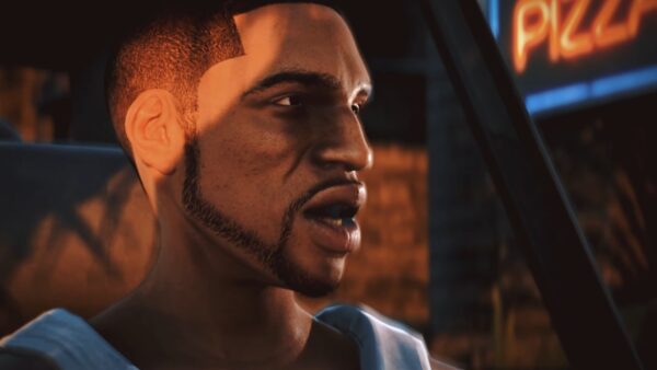 Imagem mostra uma cena de GTA San Andreas refeita dentro da Unreal Engine 5