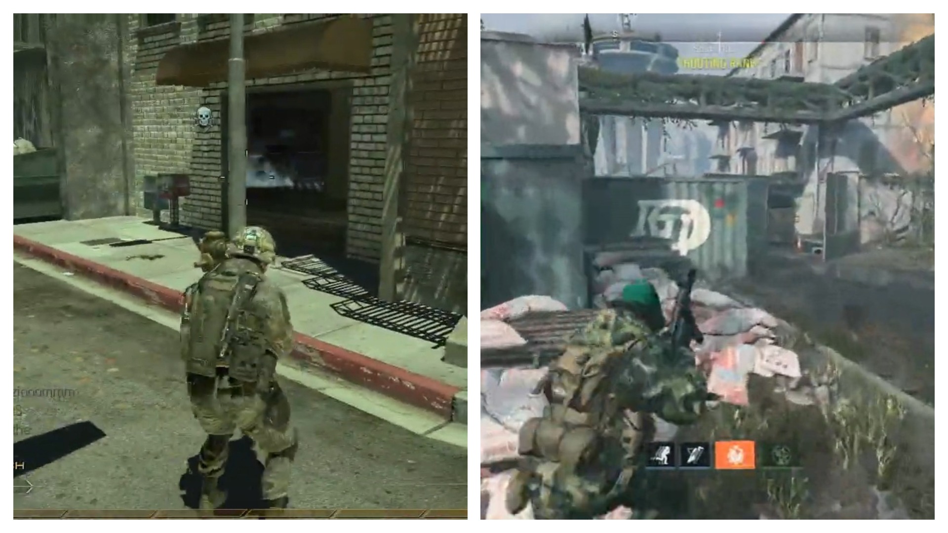 Colagem mostra as duas versões do modo de terceira pessoa de Call of Duty: Modern Warfare 2
