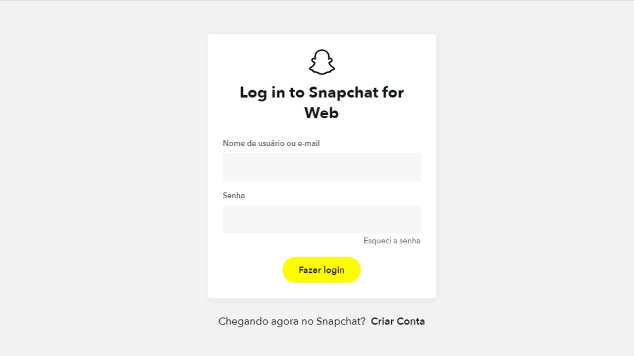 Captura de tela mostra o Snapchat Web, recentemente liberado a todos os usuários da plataforma