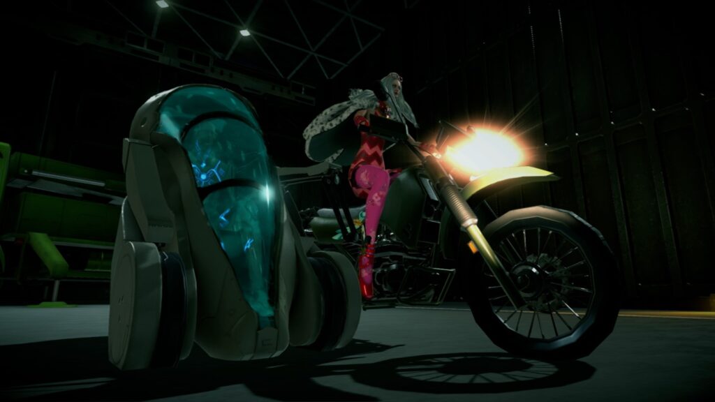 Jeanne em sua moto, em Bayonetta 3