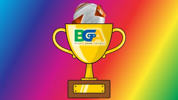 Imagem coloca os logotipos do TecMasters e Brasil Game Awards dentro de um troféu
