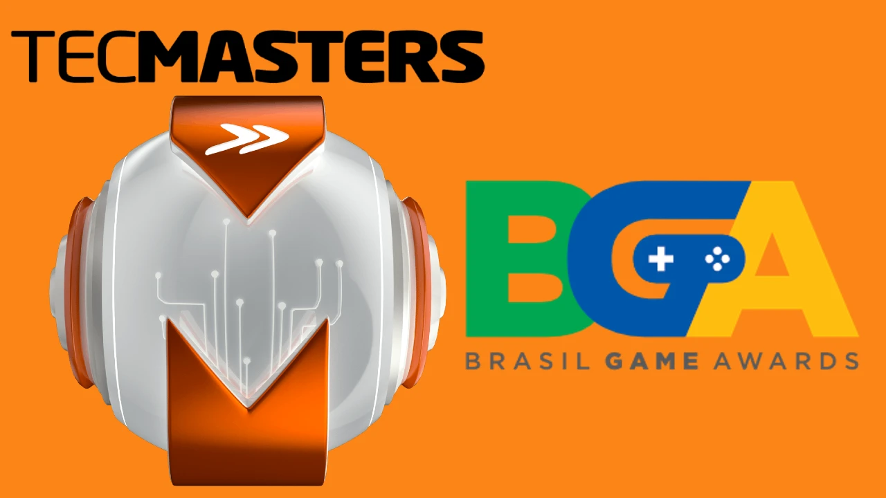 Montagem coloca lado a lado os logotipos do TecMasters e do Brasil Game Awards 2022