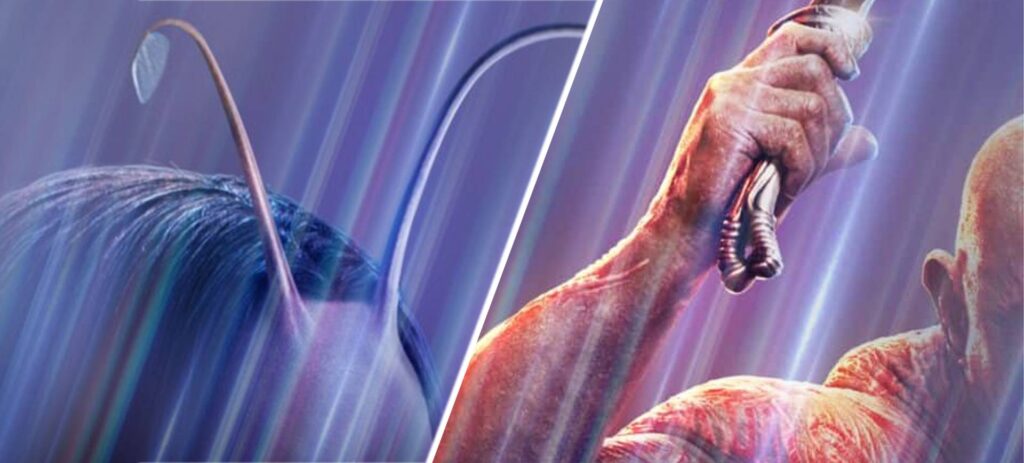 Disney+ traz novos episódio de LENDAS da Marvel traz a história dos personagens Mantis (à esquerda) e Drax (à direita), integrantes dos Guardiões da Galáxia