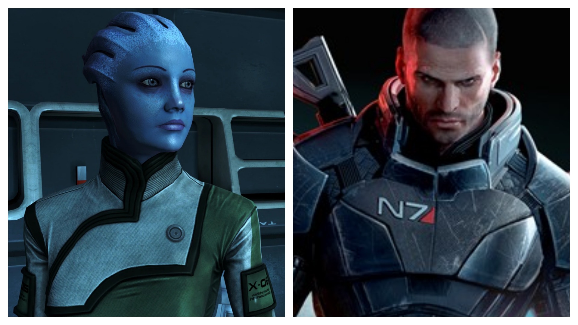 Montagem coloca Liara e Shepard, personagens de Mass Effect, lado a lado