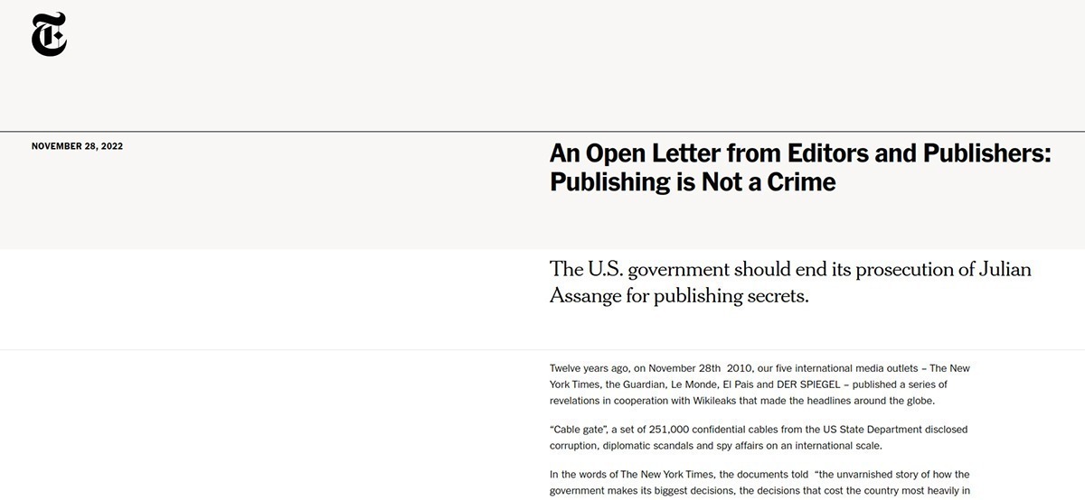 Carta em defesa de Assange