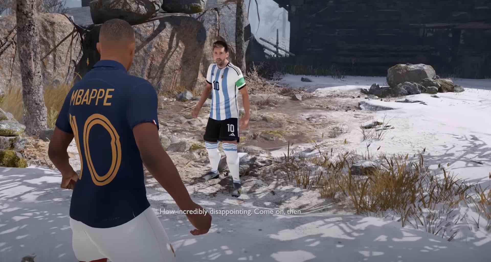 Messi e Mbappé travam batalha sangrenta em mod de God of War