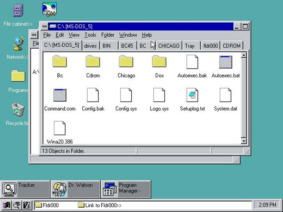 Explorador de Arquivos com abas no Windows 95