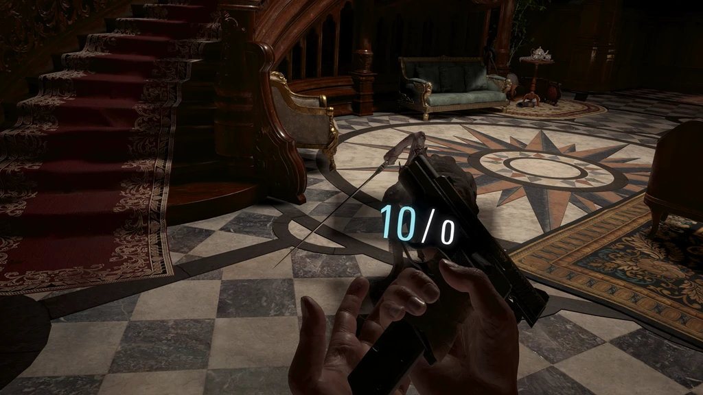 Imagem mostra cena captura de versão VR de Resident Evil Village