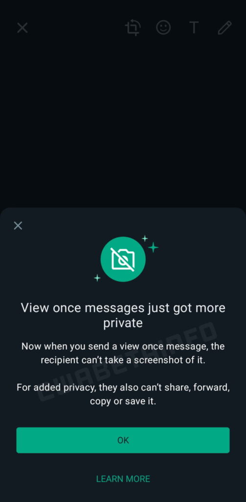 WhatsApp - bloqueio de captura de tela