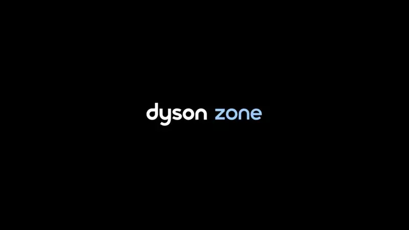 Imagem animada mostra o Dyson Zone, o fone de ouvido com purificador de ar embutido