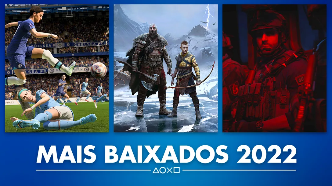 Banner descreve os jogos mais baixados do PlayStation em 2022