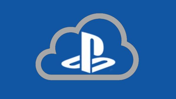 Imagem mostra o logotipo do PlayStation da Sony dentro do símbolo da computação em nuvem