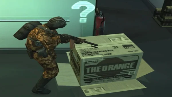 Animação mostra o protagonista de Metal Gear Solid, Solid Snake, se escondendo em caixas de papelão