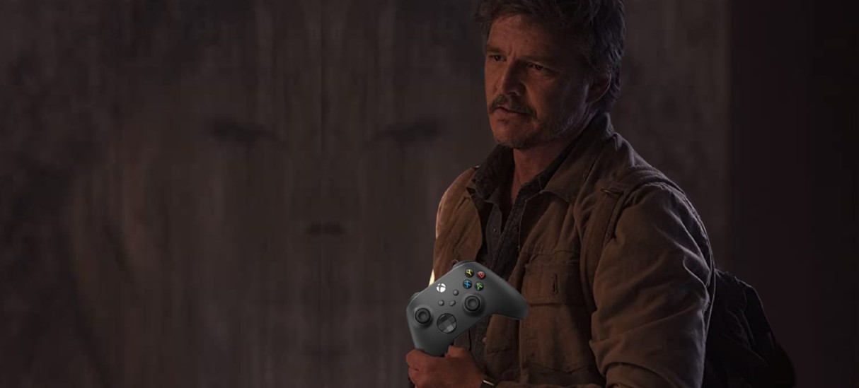 Montagem coloca um controle de Xbox nas mãos de personagem de The Last of Us, simbolizando favoricimento à Activision