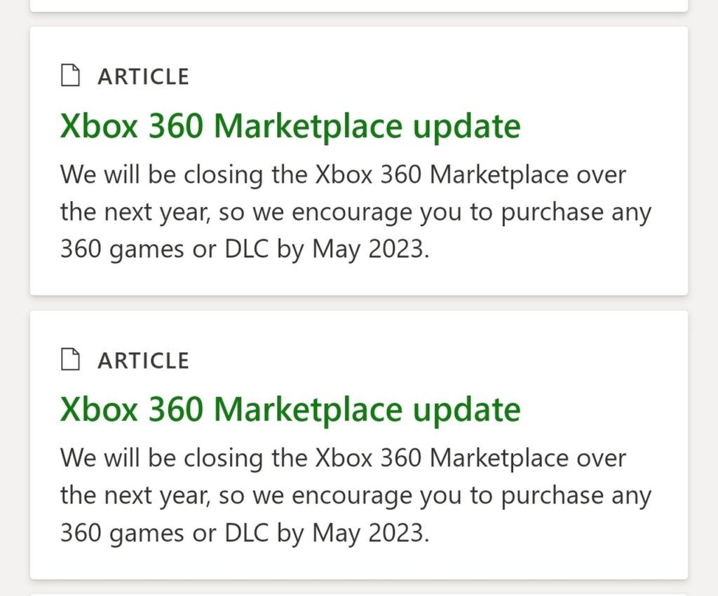 Comunicado sobre Xbox 360 marketplace