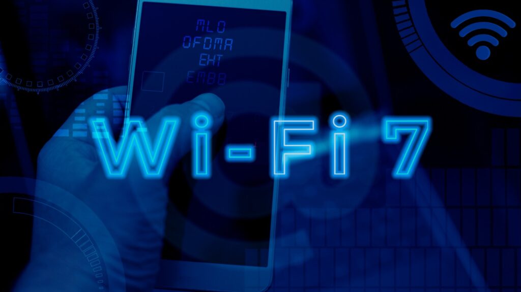 Arte mostra o símbolo do Wi-Fi 7