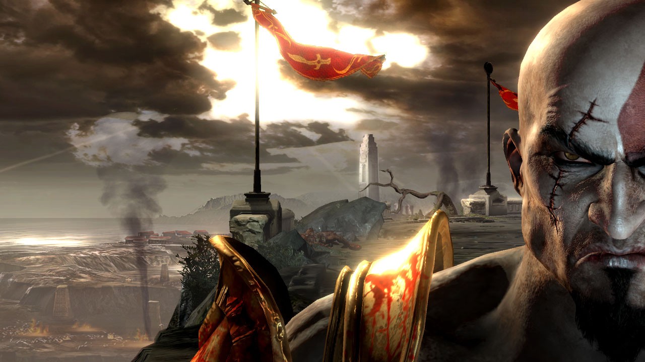Imagem mostra captura de cena do jogo God of War III, do PlayStation 3