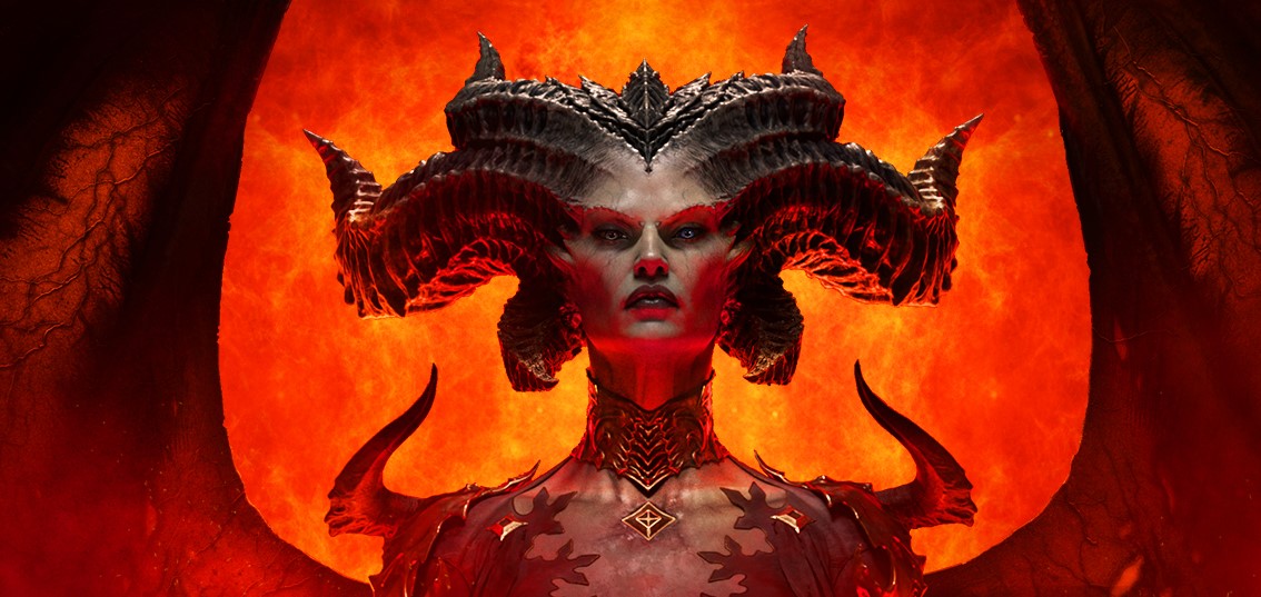 Cena do jogo Diablo 4, com a face de Lilith