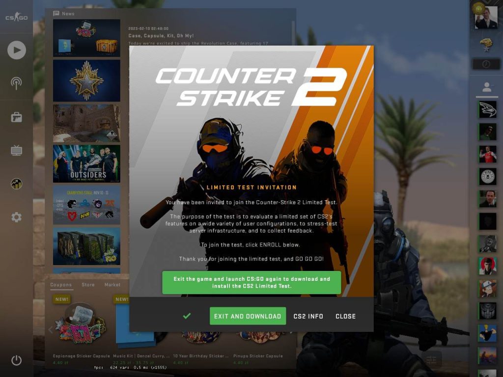 Elegibilidade para testar Counter-Strike 2