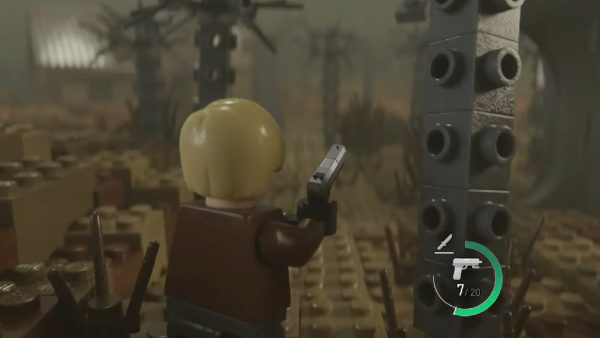 Imagem mostra cena de vídeo que reimagina Resident Evil 4 em forma de LEGO