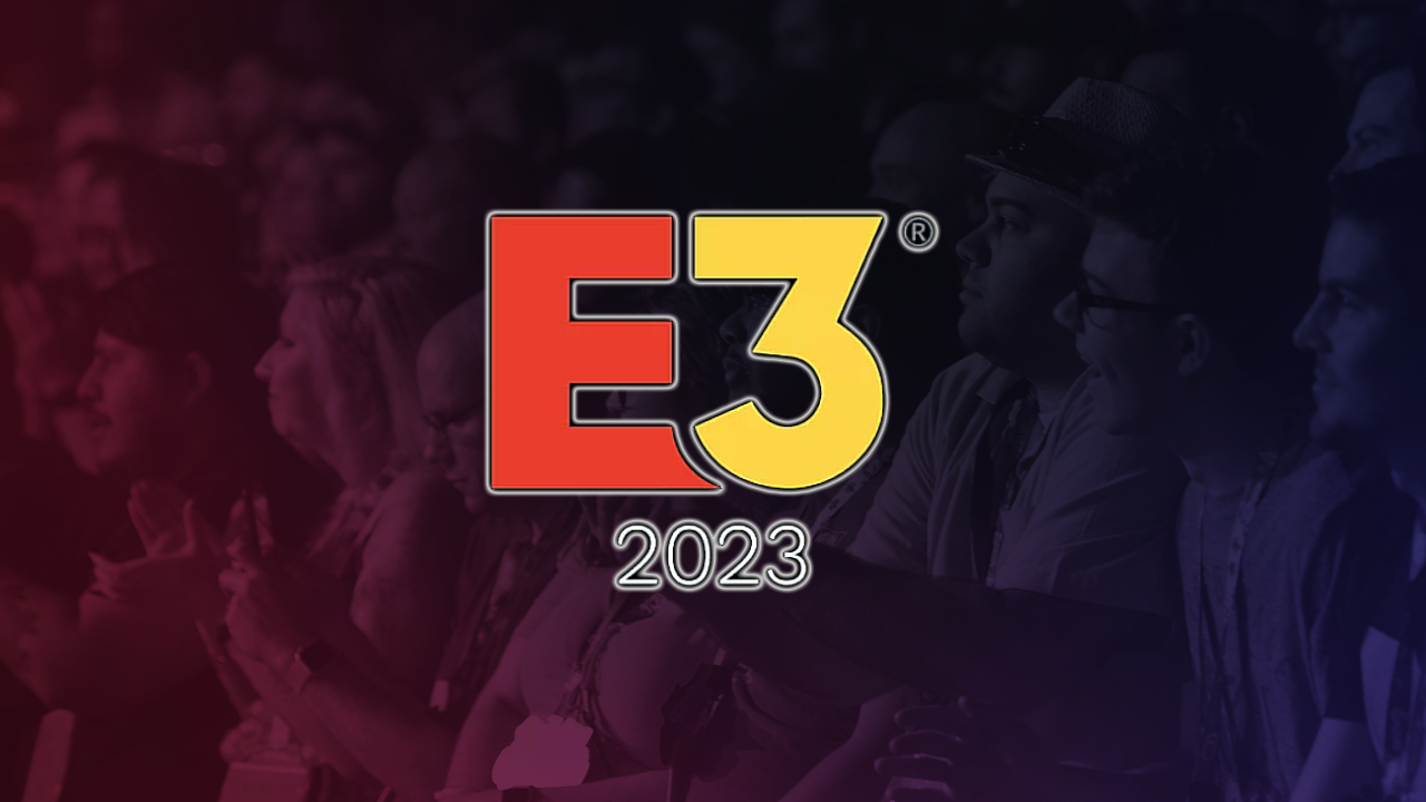 Imagem mostra logotipo da E3 com contorno dourado externo e um fundo de plateia