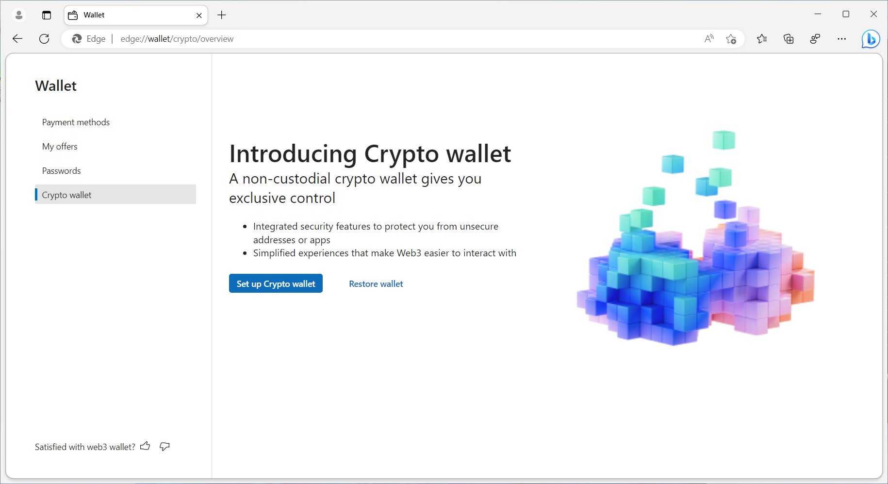 Edge pode ganhar carteira de criptomoeda integrada ao navegador