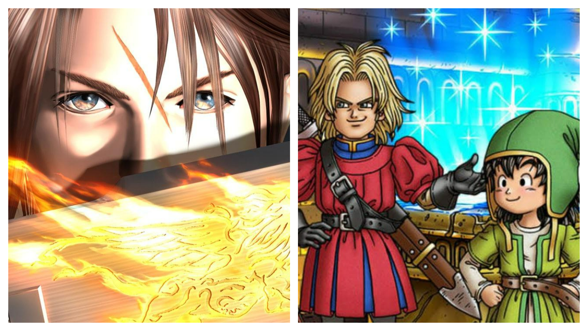 Montagem coloca Final Fantasy 8 e Dragon Quest 7 lado a lado - hoje, ambos são produtos da Square Enix
