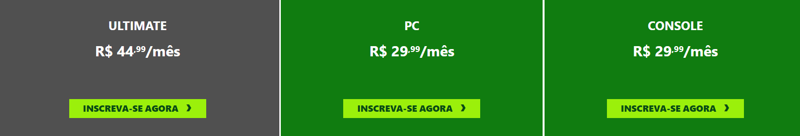 Imagem mostra valores de assinatura do Game Pass no Brasil