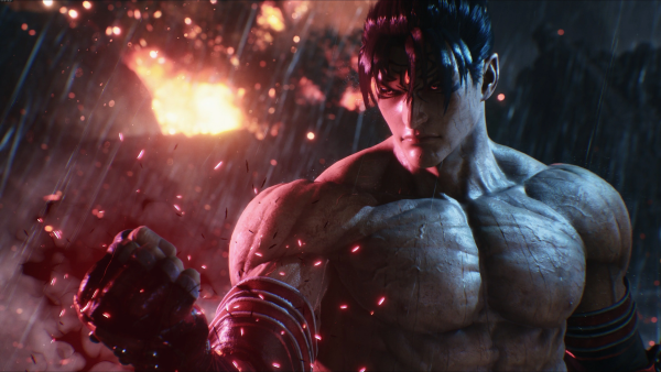 Imagem mostra cena do primeiro trailer de Tekken 8, destacando o protagonista Jin Kazama