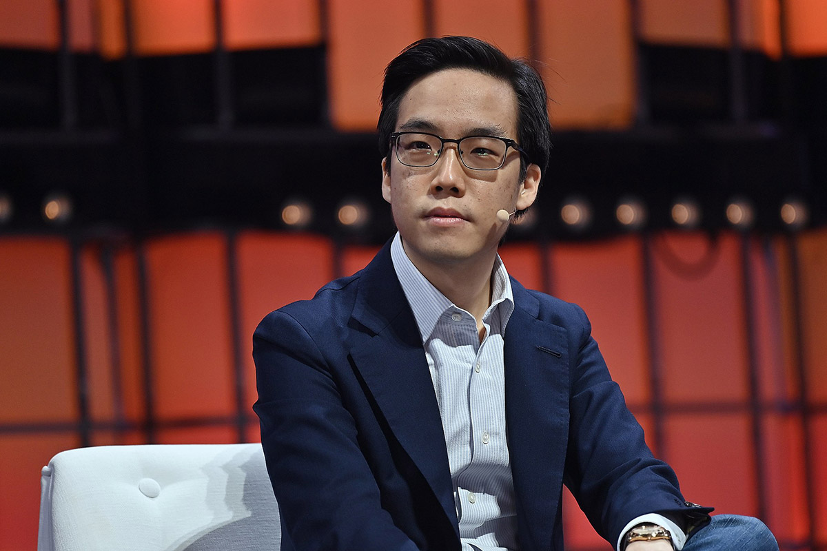 4 November 2021; Andy Yen, Founder & CEO Proton, on Centre Stage, during day three of Web Summit 2021 at the Altice Arena in Lisbon, Portugal. Photo by Piaras Ó Mídheach/Web Summit via Sportsfile