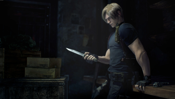 Imagem mostra cena do jogo Resident Evil 4, com o protagonista Leon Scott Kennedy