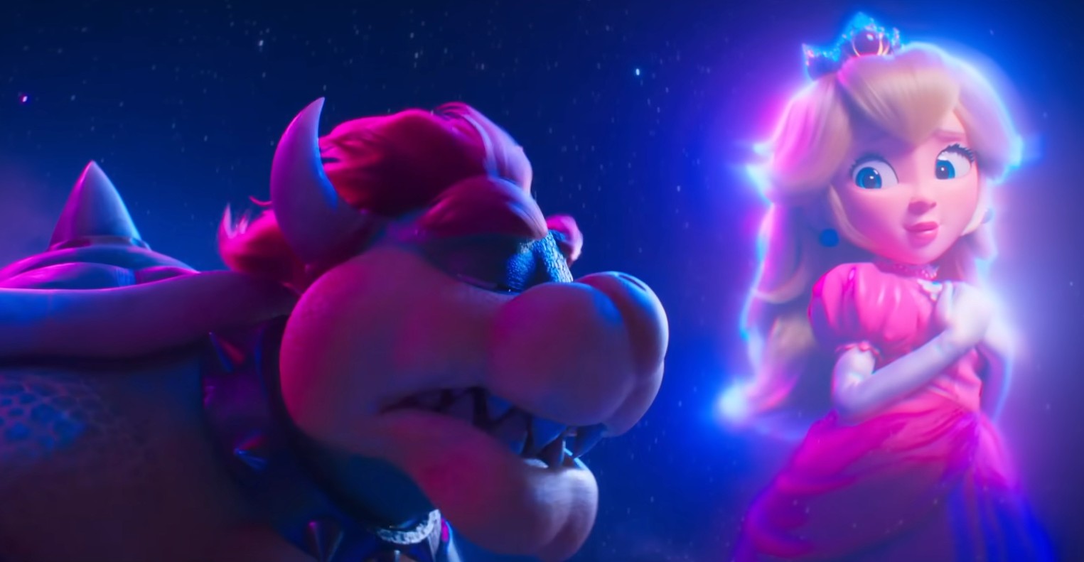 Imagem mostra cena do filme do Super Mario, com o vilão Bowser cantando a música 