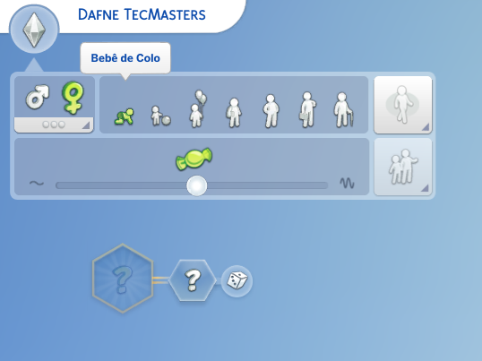 Captura de tela do jogo The Sims 4: A Aventura de Crescer mostrando todas as fases da vida de um Sim