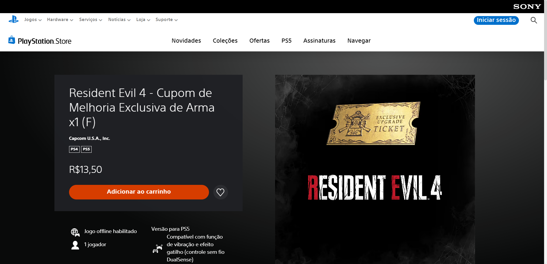 Captura de imagem mostra preço de novos itens disponíveis via download pago de Resident Evil 4