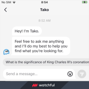 Captura do Tako, novo chatbot do TikTok 2