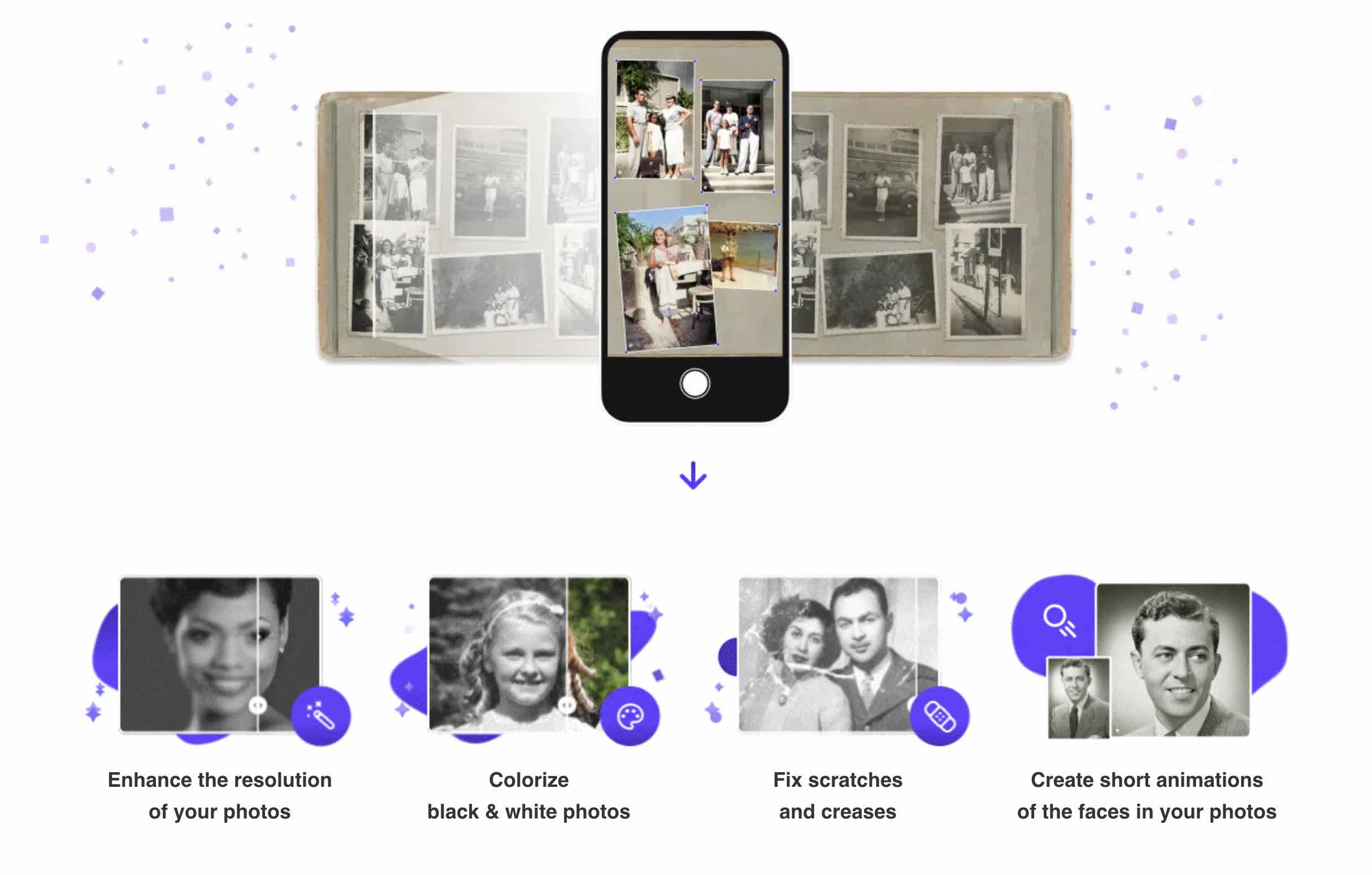 Reimagine - app com inteligência artificial para restaurar fotos antigas