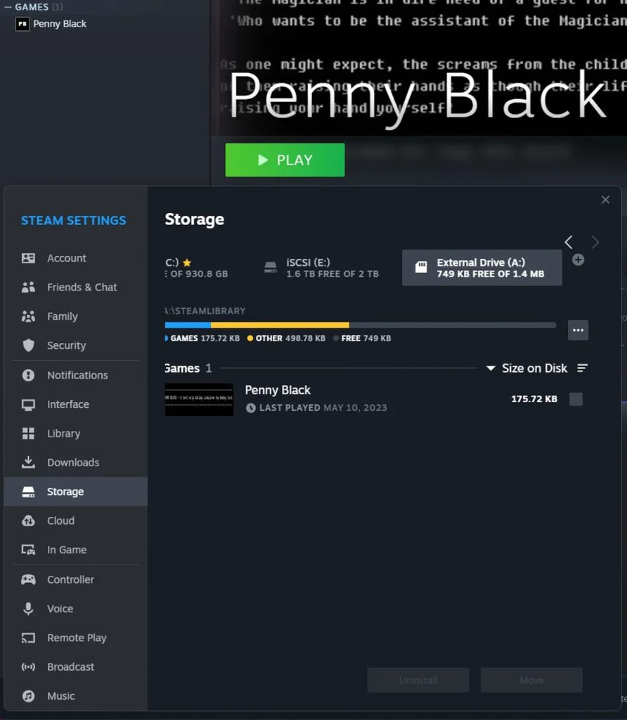 Penny Black armazenado no disquete