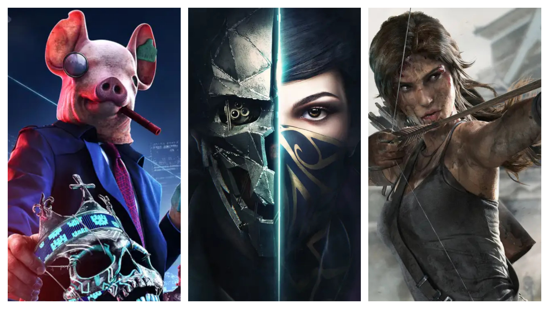Montagem coloca Watch Dogs Legion, Dishonored 2 e Tomb Raider nos jogos de maio da PS Plus