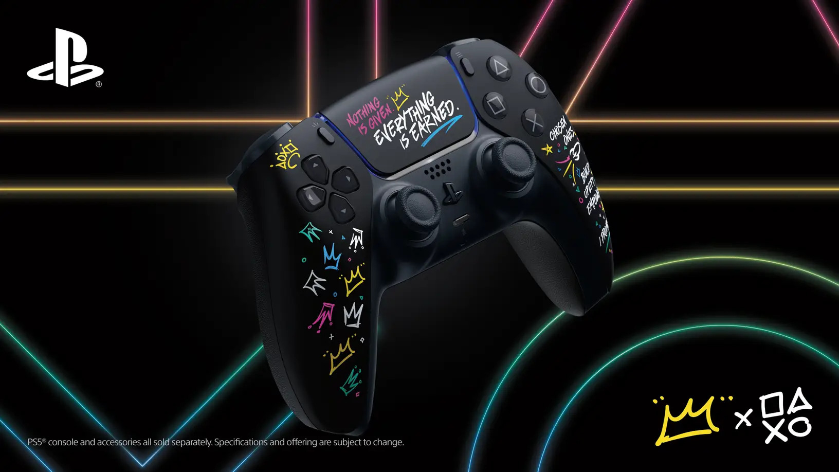 Imagem mostra linha especial de acessórios do PlayStation 5, tematizados a partir da marca LeBron James