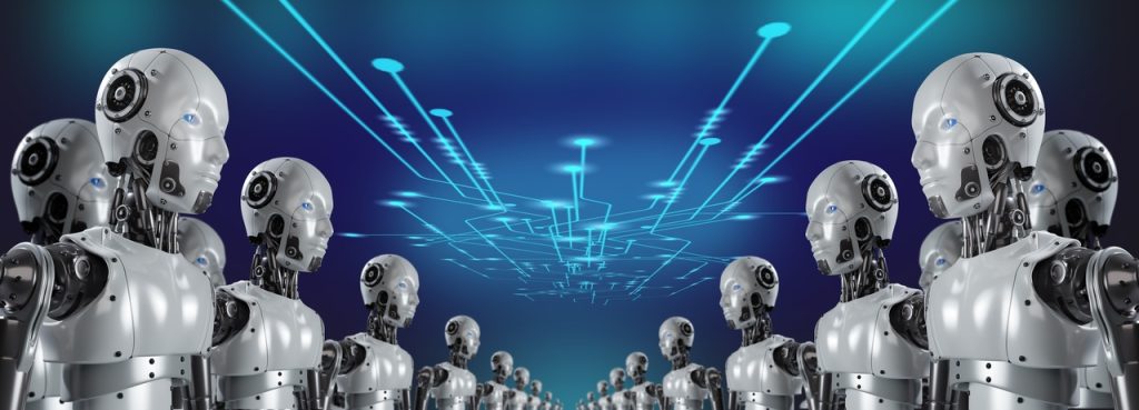 Imagem de robôs para ilustrar o temores com a inteligência artificial