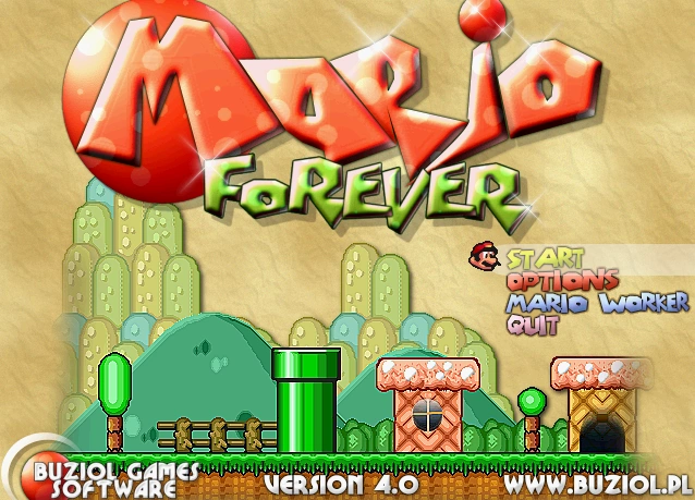 Imagem mostra menu principal de Super Mario Forever